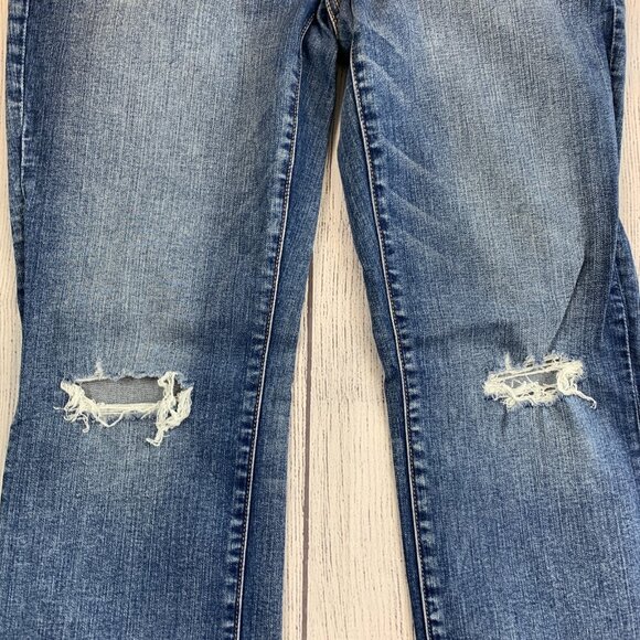 American Eagle Jeans 12 Straight Style Inseam 30.5" Distressed Knees Medium Wash - Picture 4 of 13